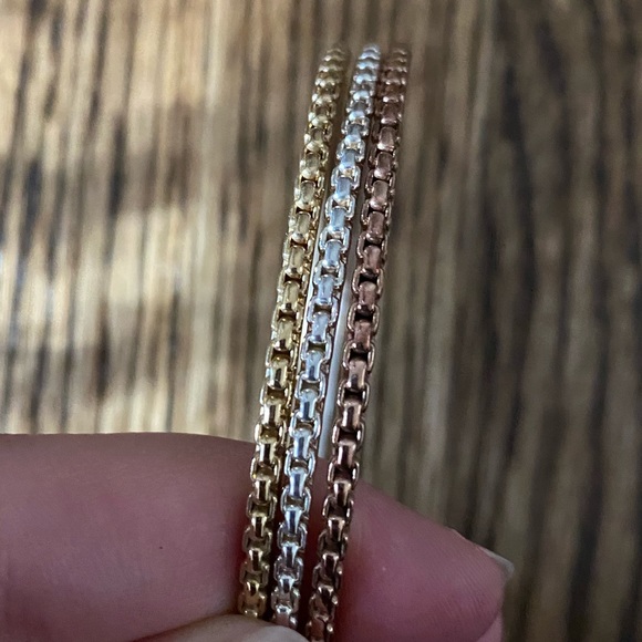 Set of 3 gold, silver, rose gold bangles - Picture 2 of 5
